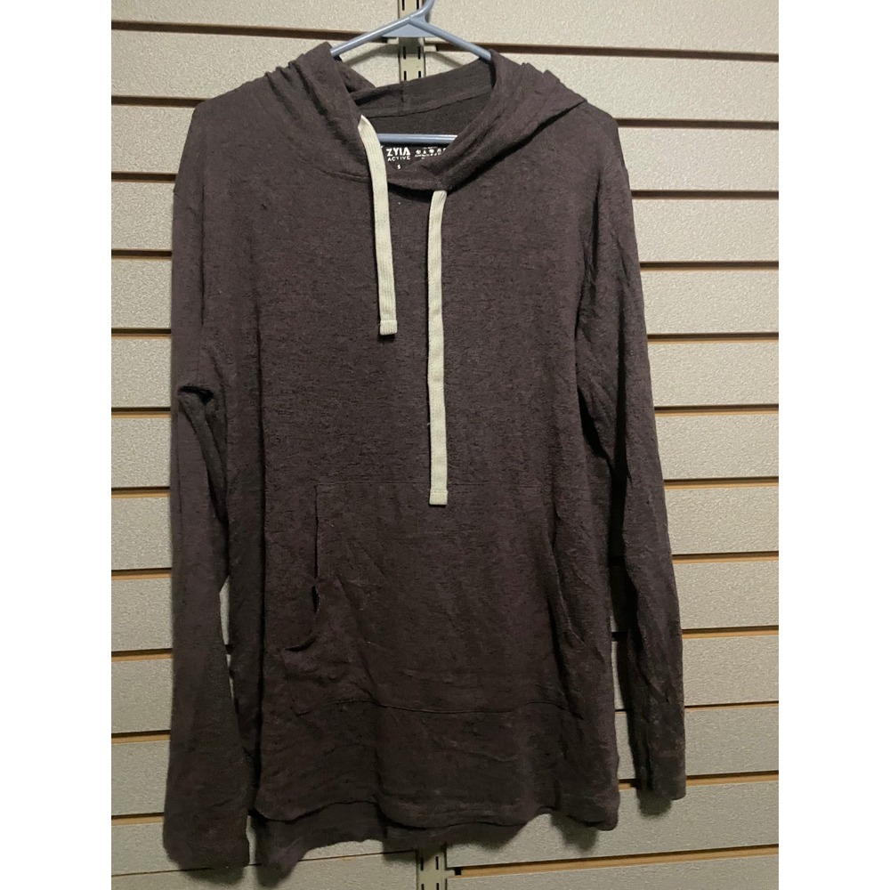 ZYIA Active Heathered Brown‎ Hoodie Pullover Long Sleeve Sweatshirt Womens S